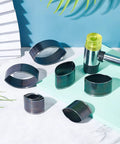 Leather Hole Punch Die Cutter Kit with fusiform cutter and mallet on table, featuring carbon stainless steel punches in various sizes.