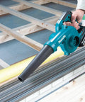 Cordless Handheld Leaf Blower With Vacuum Mode Powered By 18V Battery in use on wooden workshop surface