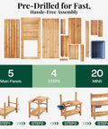 Assembly steps for Solid Fir Wood Outdoor Potting Bench With Large Tabletop Heavy Duty Garden Workstation.