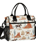 Desert Cowboy Insulated Lunch Bag With Adjustable Shoulder Strap Reusable Cooler Tote featuring cowboy print design.