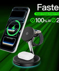 3 In 1 Wireless Charging Dock For iPhone AirPods And Apple Watch With MagSafe Stand Fast Charge Mess Free Desk Setup Works With iPhone 17 Through 12 Magnetic Charger Station For Home Or Office.