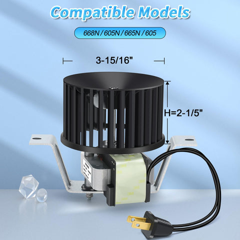 Quiet Yet Mighty Bath Vent Fan Motor Assembly Replacement For 605, 605N, 665N And 668N With High Airflow, No Fuss Install shown