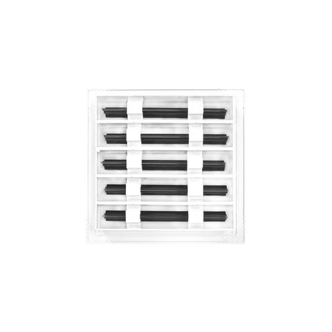 Front view of 10x10 Modern AC Vent Cover White Aluminum Decorative Air Vent With Linear Slot Diffuser