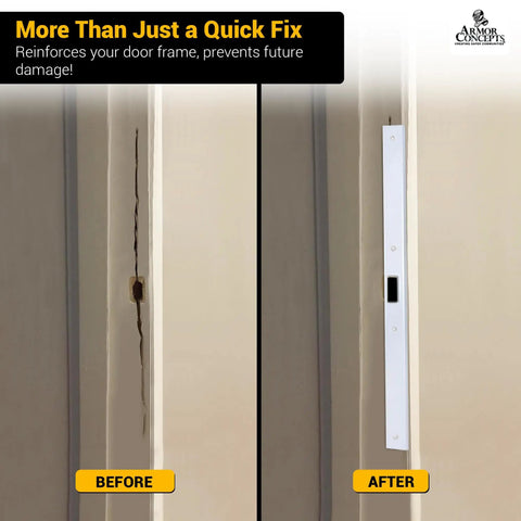Interior Door Jamb Repair Kit Fix A Jamb 24 Inch For 1-3/8 Inch Doors, Easy Jamb Reinforcement For Cracked Frames before and after