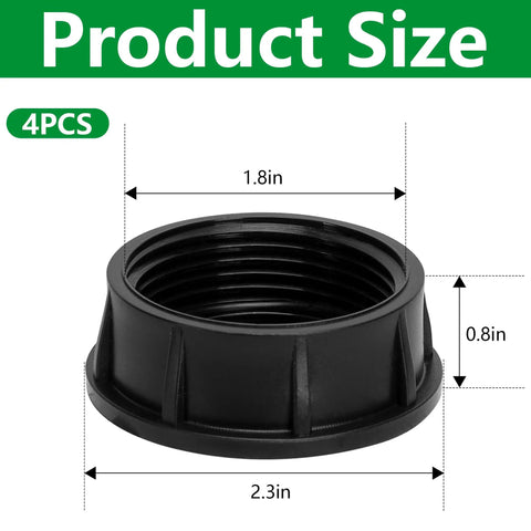 4 Pack Sprinkler Head Cap With Sealing Ring Spray Shut Off Covers For Outdoor Lawn Yard Garden Irrigation Black Easy Replacement For Sprinkler Heads 1.8 Inch Diameter, 1.8 inch diameter measurement shown