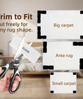 Scissors trimming paper template for Eight Pack Non Slip Rug Grippers For Area Rugs Double Sided Rug Pads Corner Tape.