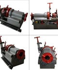 Heavy Duty Electric Pipe Threader Machine For 1/2 To 3 Inch Gas Water Pipes NPT Dies Automatic Retraction 110V threading tool with red handles.