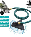 Heavy Duty 115V Electric Utility Water Transfer Pump Hauls 330 Gallons Per Hour Without Breaking A Sweat For Basement Drainage Pool Cleanup And Backyard Irrigation Work with green hose