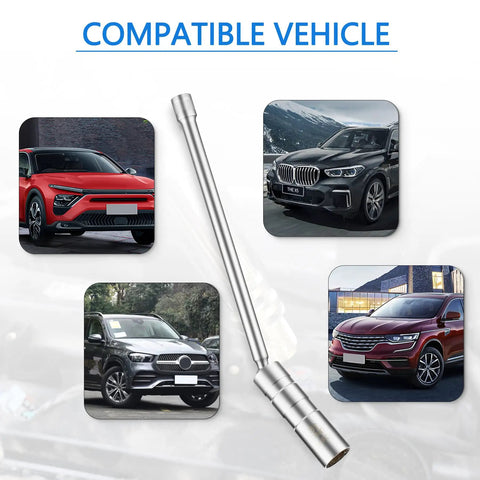 16mm Magnetic Spark Plug Socket Set With Swivel Head Thin Wall Three Eighths Inch Drive shown with compatible cars images