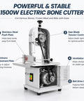 Massive 1500W Jam Free Commercial Meat Band Saw Tears Frozen Blocks And Hard Bones With Sharp Stainless Steel Blade Safety Baffle And Work Table