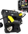 Slick 60 Amp Marine Circuit Breaker Replacement with yellow switch for 12-48V electric trolling motors and safety.