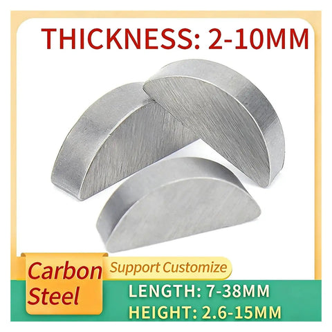 Tough A3 Steel Woodruff Keys For High Torque Uses In M2 To M10 Sizes Rust Resistant Design Keeps Gears Stuck Tight To Shafts For Reliable Power Transfer Without Slip Ups In Garage Builds Or Factory Equipment While Preventing Play And Wasted Energy, carbon steel woodruff keys, 2-10mm thick
