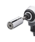 Three Eighth Inch Drive Universal Socket With Adapter for Auto Adjusting from One Quarter to Three Quarters Inch Chrome Finish in use