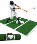 4 By 6.5 Ft Baseball Hitting Mat With Home Plate For Backyard Practice In Garage Or Batting Cage, Soft-Touch Velvet Surface with batter