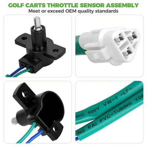 Throttle Sensor Replacement For Yamaha Electric Golf Carts G19 G20 G21 G22 Direct Fit Easy Install OEM Cross Reference Durable Plug And Play Sensor For Smooth Acceleration And Reliable Performance. Black sensor and white connector with green wires