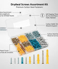 270 Piece Drywall Screw Kit With Carbon Steel Self Tapping Zinc Plated Screws for Wood Studs and Gypsum Panels No Pre Drill Needed