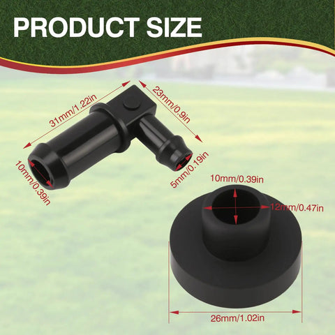 Fuel Tank Stem And Bushing Kit For Weedeater Trimmers That Fits Husqvarna Craftsman AYP Poulan Poulan Pro Roper 532139277 532003645 3645J 532124952 3 Piece Set, showing product dimensions