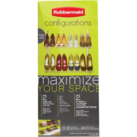 Configurable Titanium Shoe Shelf Set For Floating Shelves And Easy Shoe Organization package from front view