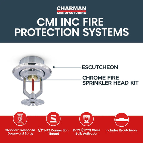 Top Grade Chrome Fire Sprinkler Head And Horizontal Pendant Spray Kit Featuring 1/2 Inch Npt Connections Paired With A Clean Cut Escutcheon Cover Ul Certified For Stress Free Mounting, chrome sprinkler head with escutcheon.