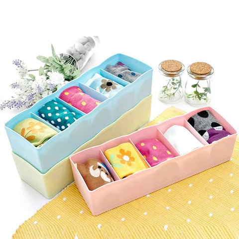 Stackable Plastic Drawer Organizers In Snazzy Pink For Crushing Closet Clutter And Laid Back Home Storage Setup Great For Sock Sorting Underwear Tote Bins And Daily Essentials with colorful rolled socks.