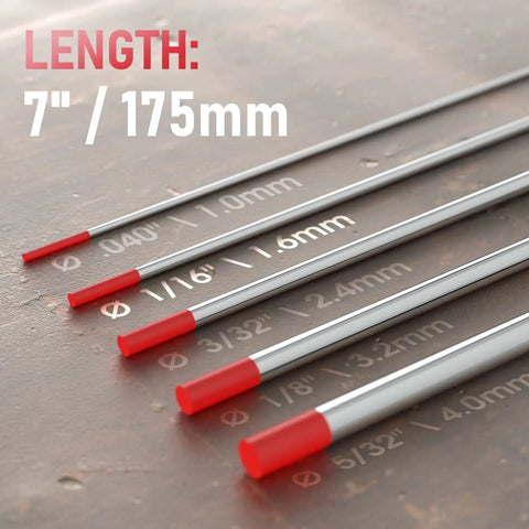 Red Tip 1 16th Inch By 7 Inch TIG Tungsten Electrode WT20 EWTh 2 10 Pack Pro Grade AWS Certified Arc Stability On Metal Surface