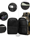 Rock Mountain Grey Wolf Print Unisex Backpack big capacity compartments and internal pockets for everyday carry and travel.