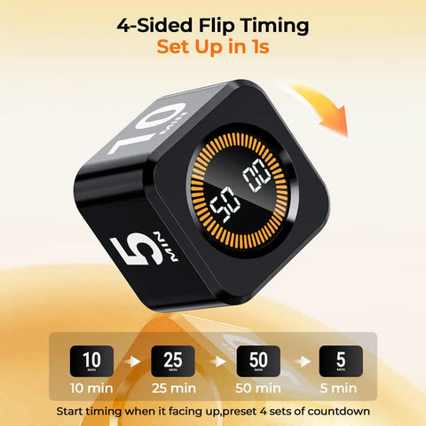 Gravity Flip Pomodoro Timer Cube For Focus Boost With Four Presets Five Ten Twenty Five And Fifty Minutes Rechargeable Gadget