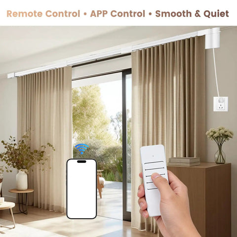 Ultra Quiet 98.4 Inch Motorized Curtain Track With App Control And Remote on ceiling-mounted bedroom window