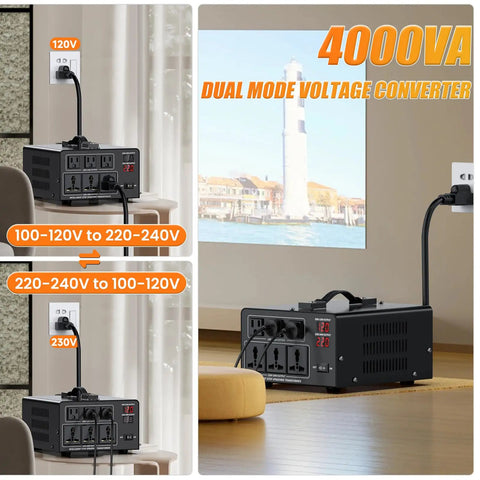 Heavy Duty 8000W Voltage Converter Transformer Plug And Play Step Up 110V Or 120V To 220V Or 240V And Step Down 220V To 110V displayed