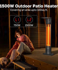 1500W Infrared Patio Tower Heater with Remote, Timer, Tip Over Auto Shutoff, IP55 Outdoor Indoor Rated, 38.5 Inch