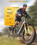 Rider on Electric Fat Tire Bike For Adults With 1800W Peak Motor 26 By 4 Inch Fat Tires 80 Mile Range in action on trail