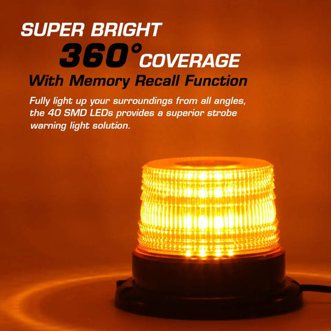 Top Tier Amber LED Strobe Light With Hella Bright Visibility And Rock Solid Magnetic Base For Zero Hassle Plug And Play Install On Work Trucks Or Trailers