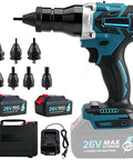 2 In 1 Cordless Rivet And Nut Gun Kit With M3 M12 Nut Heads Auto And Manual Riveting 2X 2.2Ah Batteries and accessories