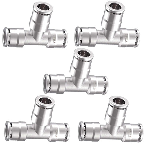One Quarter Inch Push To Connect Air Line Tee Fittings Brass Five Pack Built Tough For High Pressure Air Systems