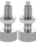 Heavy Duty Stainless Steel Locking Spring Plunger With Knurled Handle 2 Pack close-up showing knurled grip for easy use.