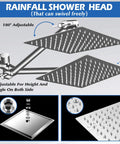 Adjustable 8 Inch Rain Shower Head with Handheld Spray Combo Chrome Finish and 11 Inch Extension Arm in Modern Bathroom.