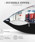 Close-up of Dope Steam Train Locomotive Pillowcase Cover For Living Room And Bedroom, showing hidden zipper and breathable material