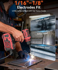 Badass Lightweight 110V Handheld Arc Welder Delivers Knockout 200A IGBT Power With An Easy LCD Screen welding stainless, alloy, and carbon steel.