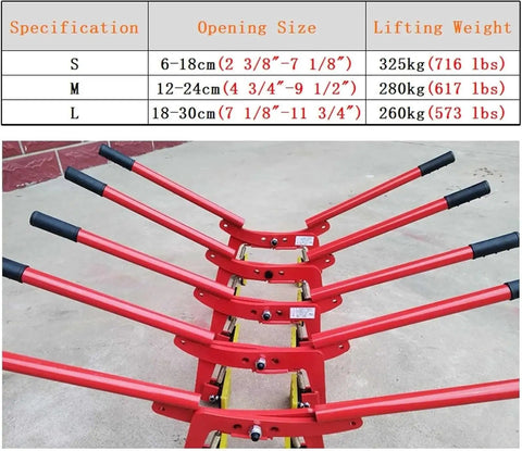 Beater Proof Heavy Duty Stone Lifting Clamp For Granite Slabs And Concrete Blocks Adjustable Rock Carrier Tongs specifications chart