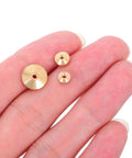 Sturdy 36 Pieces Of Brass Golden Clock Hands And Nuts For Quartz Movement Repair, High Quality Wall Clock Hardware Replacement Parts To Fix Your Timepiece Like A Pro, showing three brass nuts in a hand.