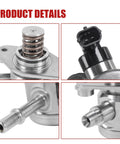 Close-up views of EP1028 Beefed Up High Pressure Fuel Pump Replacement For 2.4L L4 Engines with bolts and gasket details.