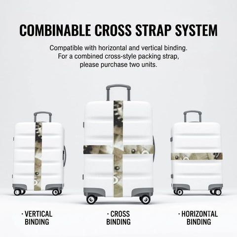 Cool Grunge Antique Gears Luggage Strap With Adjustable Buckle Runs From 4 To 6 Feet Fit Most 20-32 Inch Suitcases Easy Secure Travel Gear shown on suitcase with cross strap system.