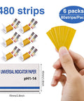 Best Value Six Pack pH Test Strips Kit With 480 Strips Full Range 1 To 14 Litmus Paper For Water Wine Saliva Urine Soil Soap