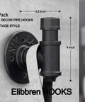 Industrial Pipe Wall Hooks Set Of 2 For Bathroom And Coat Rack, Vintage Rustic Robe And Towel Hangers, mounted on wall