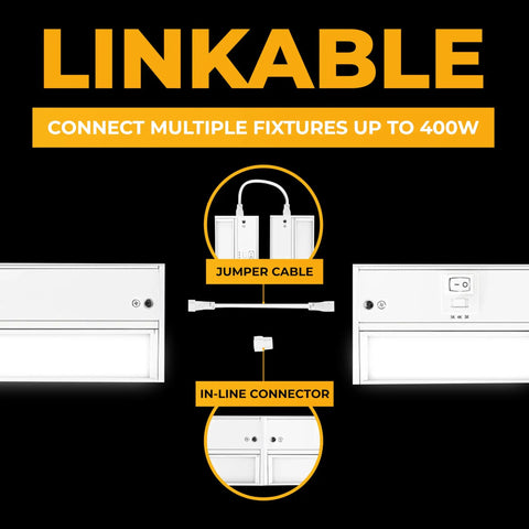 Lit Under Cabinet Lighting Kit 9 Inch In White Finish With 3 CCT Temperatures 2700K 3000K 4000K Dimmable And Linkable Undercabinet Lights For Kitchen Hardwired Or Plug In Direct Wire Ready