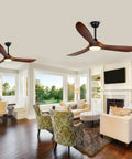 Living room with two Farmhouse Outdoor Ceiling Fan With Lights, 60 Inch Wood Blade Damp Rated For Patios Gazebos And Porches