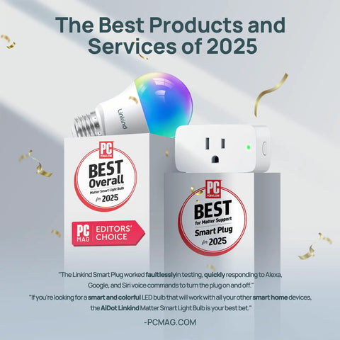 Matter Smart Plug 2 Pack, 15A 1800W Wi Fi Outlet with awards for best Matter support and overall product in 2025.