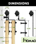 Dimensions of Black Rustic Single Track Bypass Sliding Barn Door Hardware Kit for Double Doors Fits 40-Inch By 84-Inch Openings.
