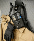 2 Pack 3 In 1 Heavy Duty L Track Hooks For Helmet And Gear Aluminum Alloy Quick Mount Hanger holding a jacket and gear