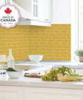 DIY Friendly Peel and Stick Backsplash Tiles in kitchen, 3D adhesive wall tile, 11.56x8.38 in sheets, 2.21 sq ft coverage.